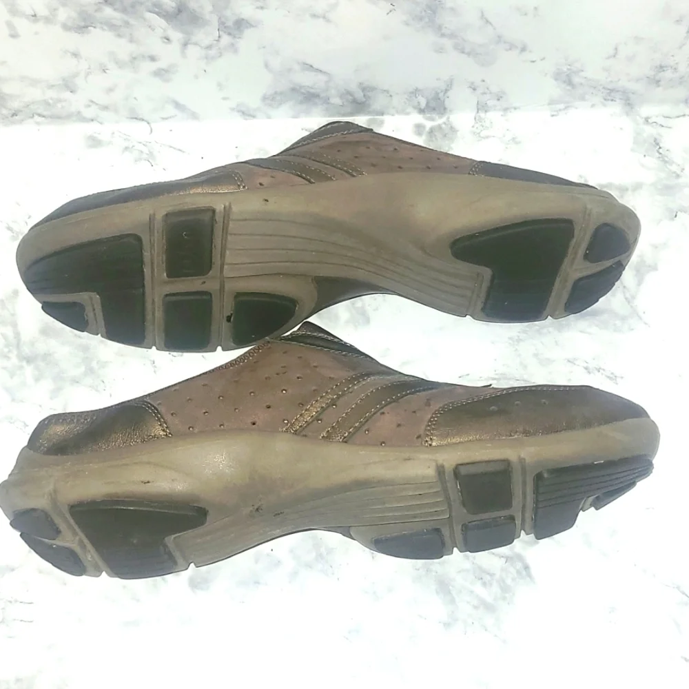 Privo Athletic Shoes Slip on Brown Bronze Genuine Leather 10M Round toe